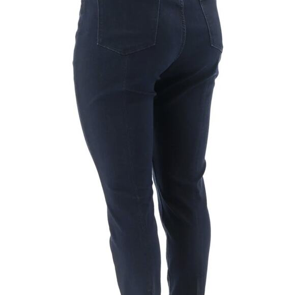 Issac Mizrahi True Denim Ankle Jeans Back Slit Hem Dark Indigo 2 New - Picture 4 of 7